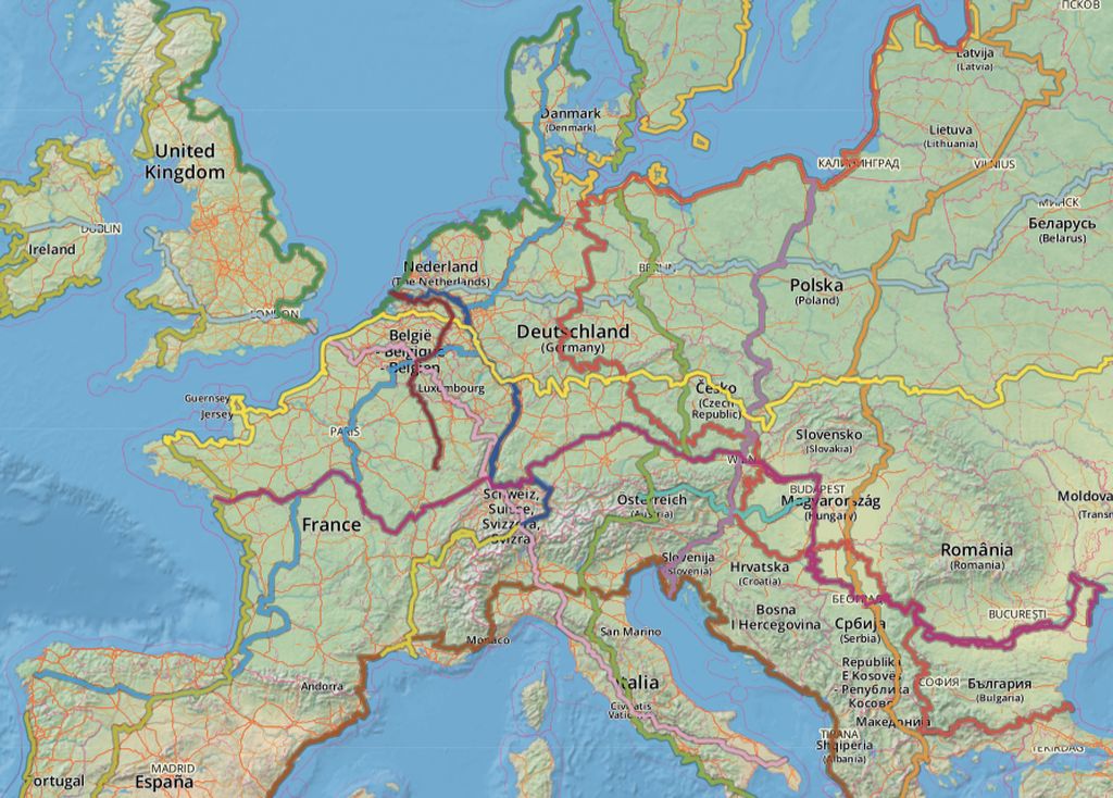 carte de leurope qui montre le reseau de piste eurovel