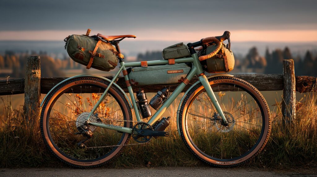 photo de velo vu de profil avec ses bagages