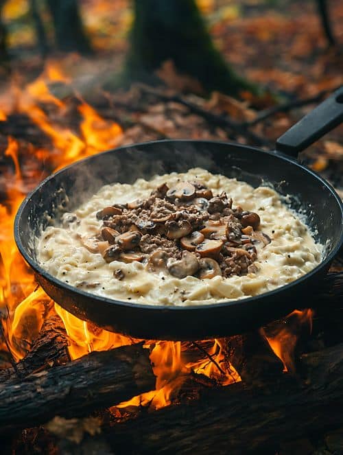 arrivée au camping pour preparer le repas du soir réconfortant