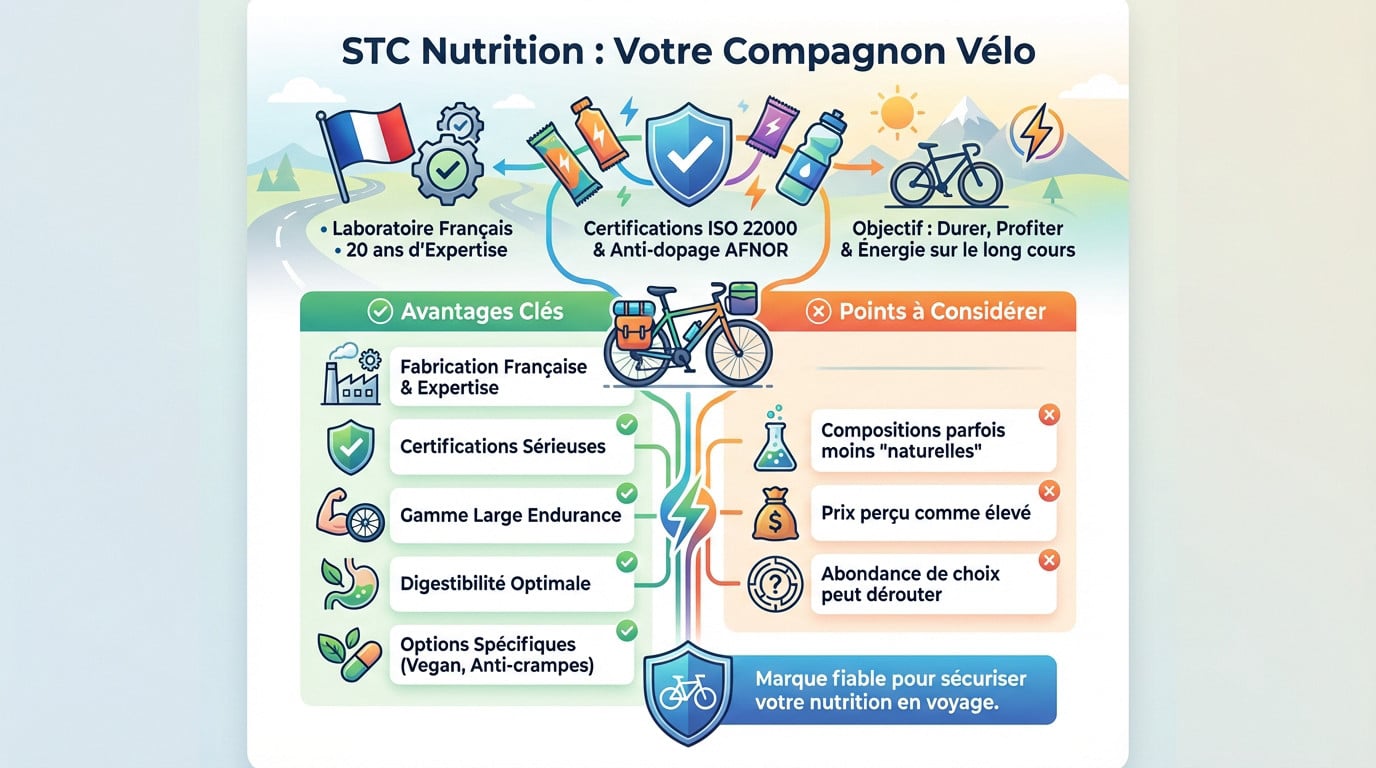 Gamme de produits STC Nutrition adaptée pour le voyage à vélo et l'endurance