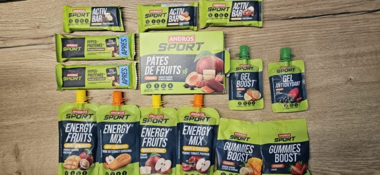photo de tous les produits nutrition de la marque andros sport