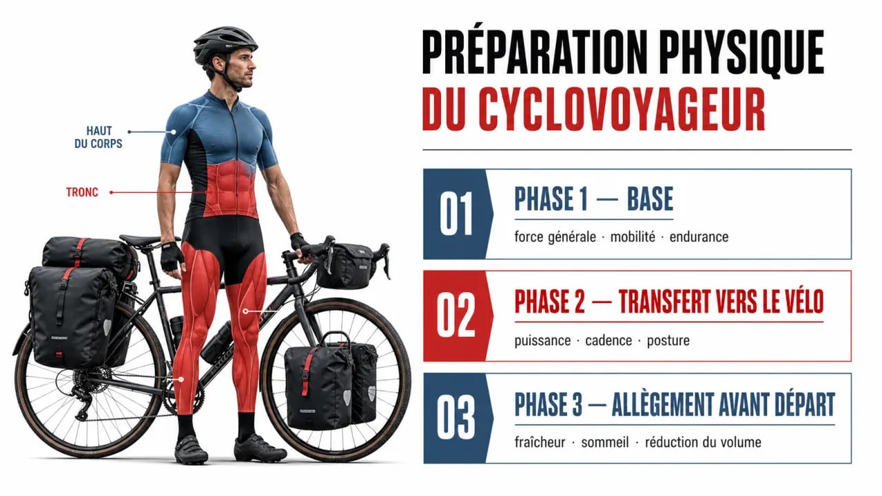Préparer son corps au voyage à vélo grâce au renforcement musculaire : phases de préparation et muscles ciblés